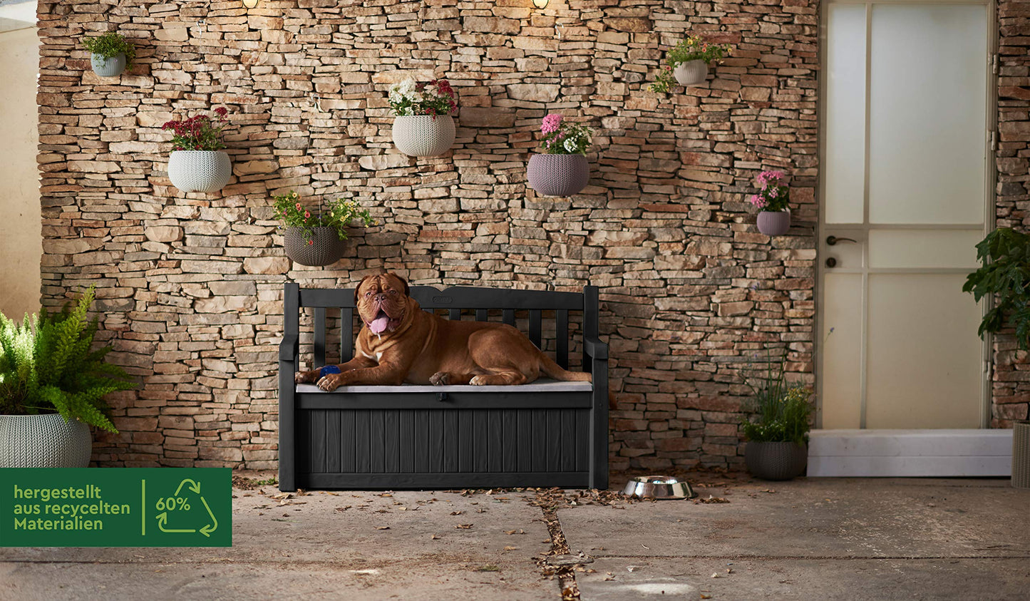 Eden Bench 265L Outdoor 60% recycled Garden Furniture Storage Box