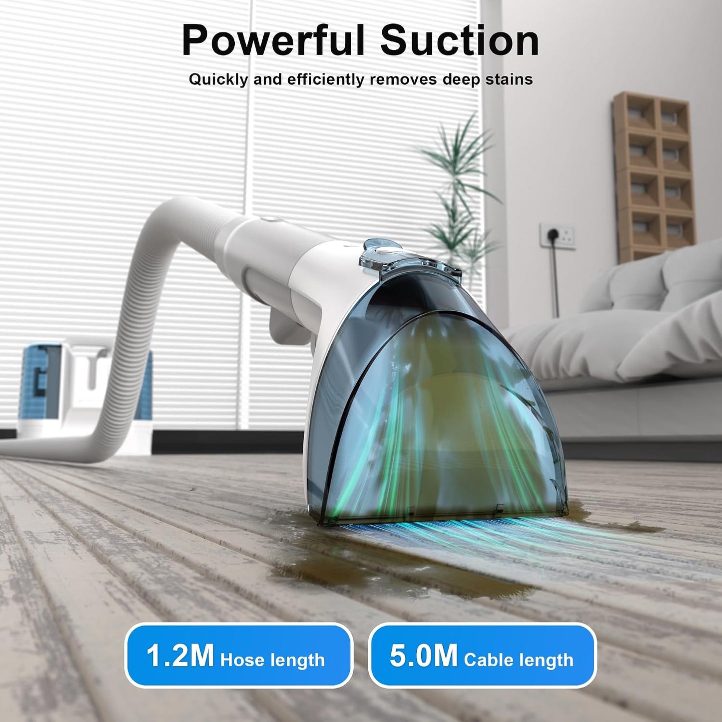 Carpet Spot & Upholstery Cleaner Handheld Stain Striker 450W Wet Washer Vacuum Portable Compact 1.8 L 8.5 lb White K15AC
