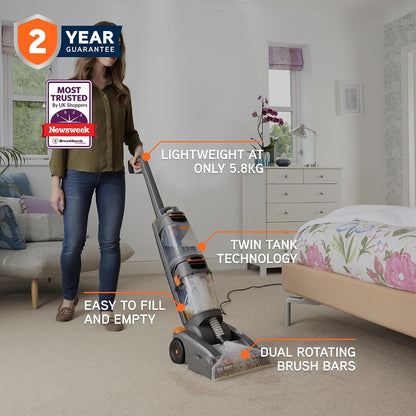 Dual Power Upright Carpet & Upholstery Cleaner W86-DP-B Stain & Odour Removal 2.7 L 12.8 lb Orange