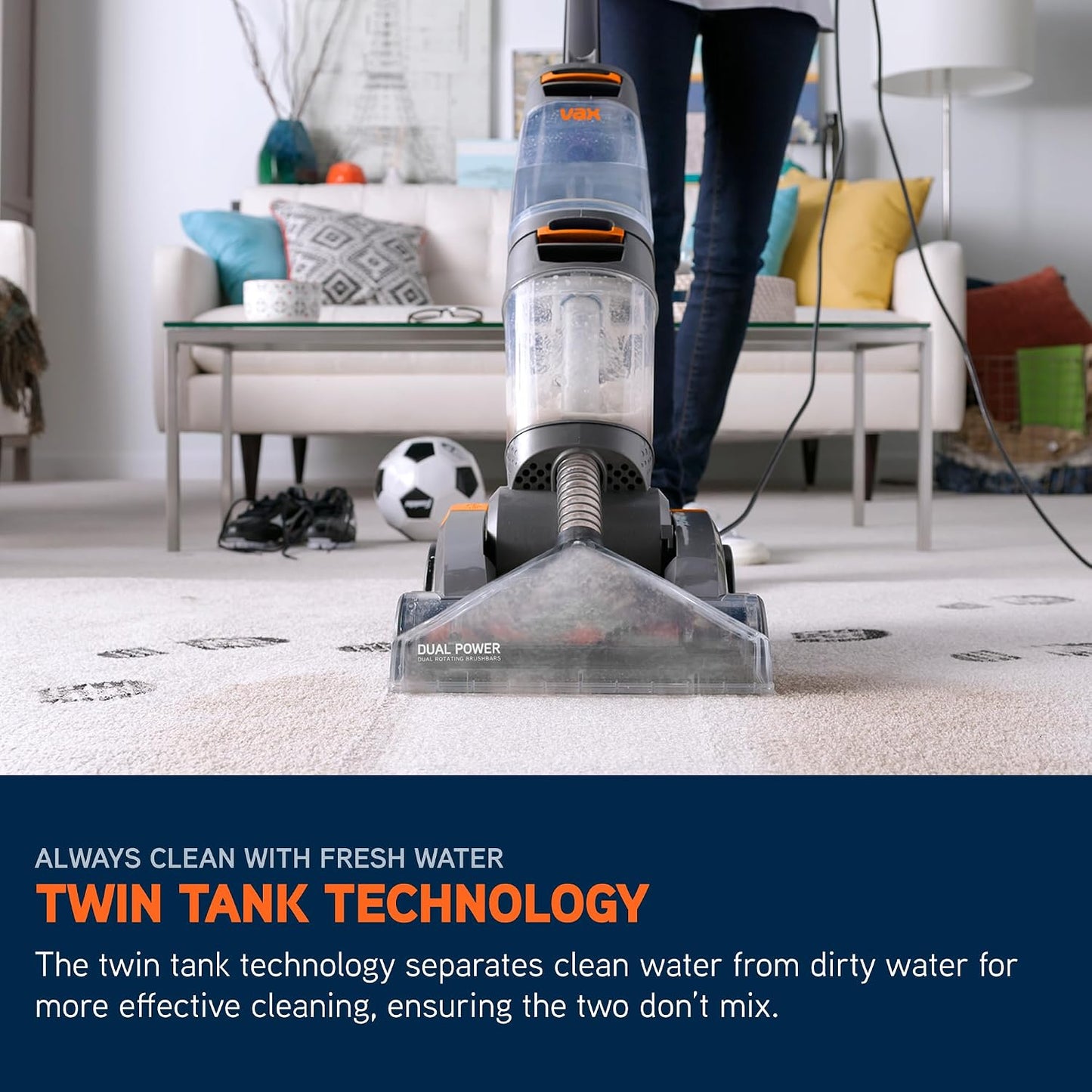 Dual Power Upright Carpet & Upholstery Cleaner W86-DP-B Stain & Odour Removal 2.7 L 12.8 lb Orange