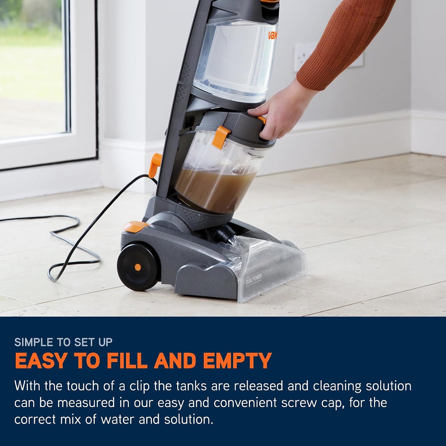 Dual Power Upright Carpet & Upholstery Cleaner W86-DP-B Stain & Odour Removal 2.7 L 12.8 lb Orange