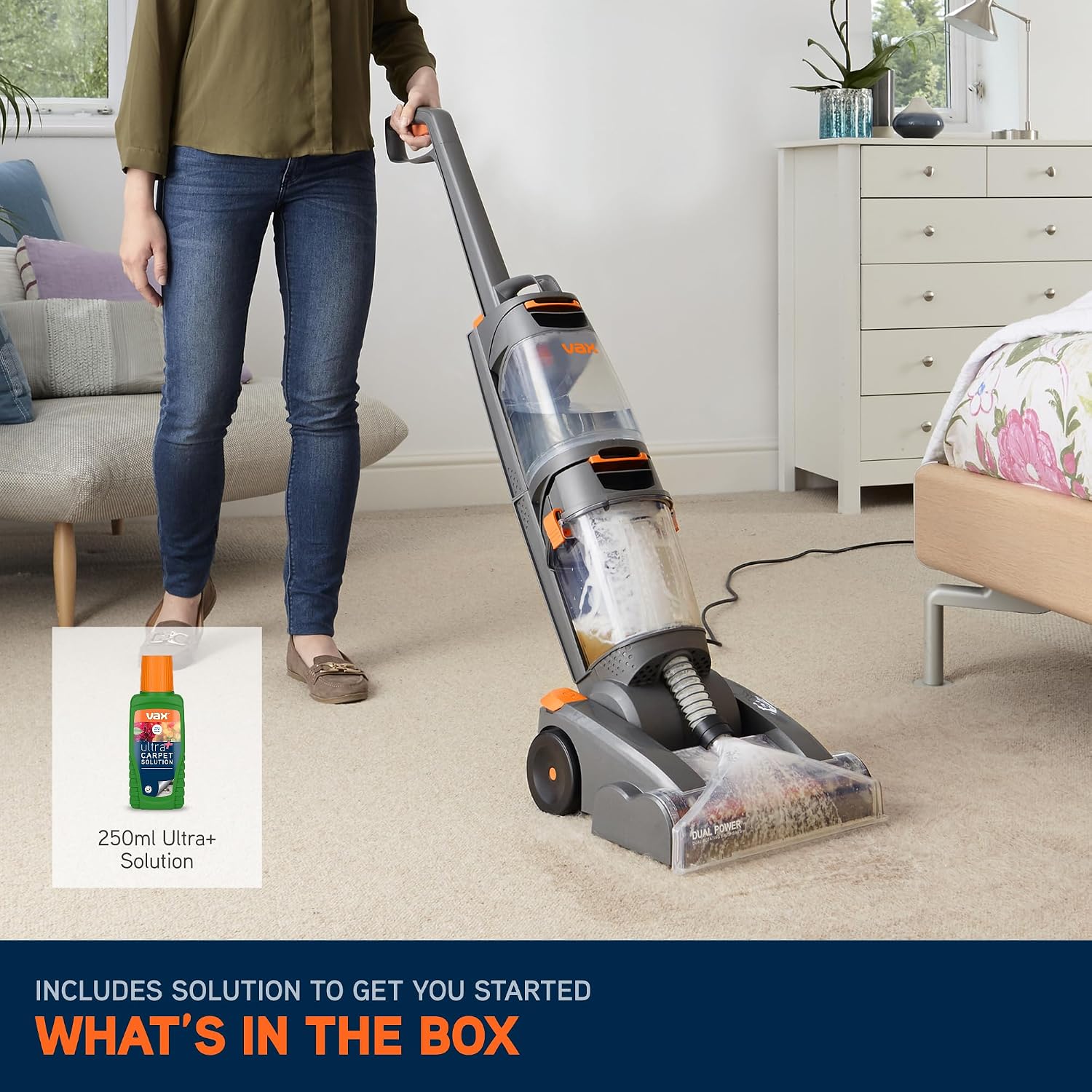 Dual Power Upright Carpet & Upholstery Cleaner W86-DP-B Stain & Odour Removal 2.7 L 12.8 lb Orange