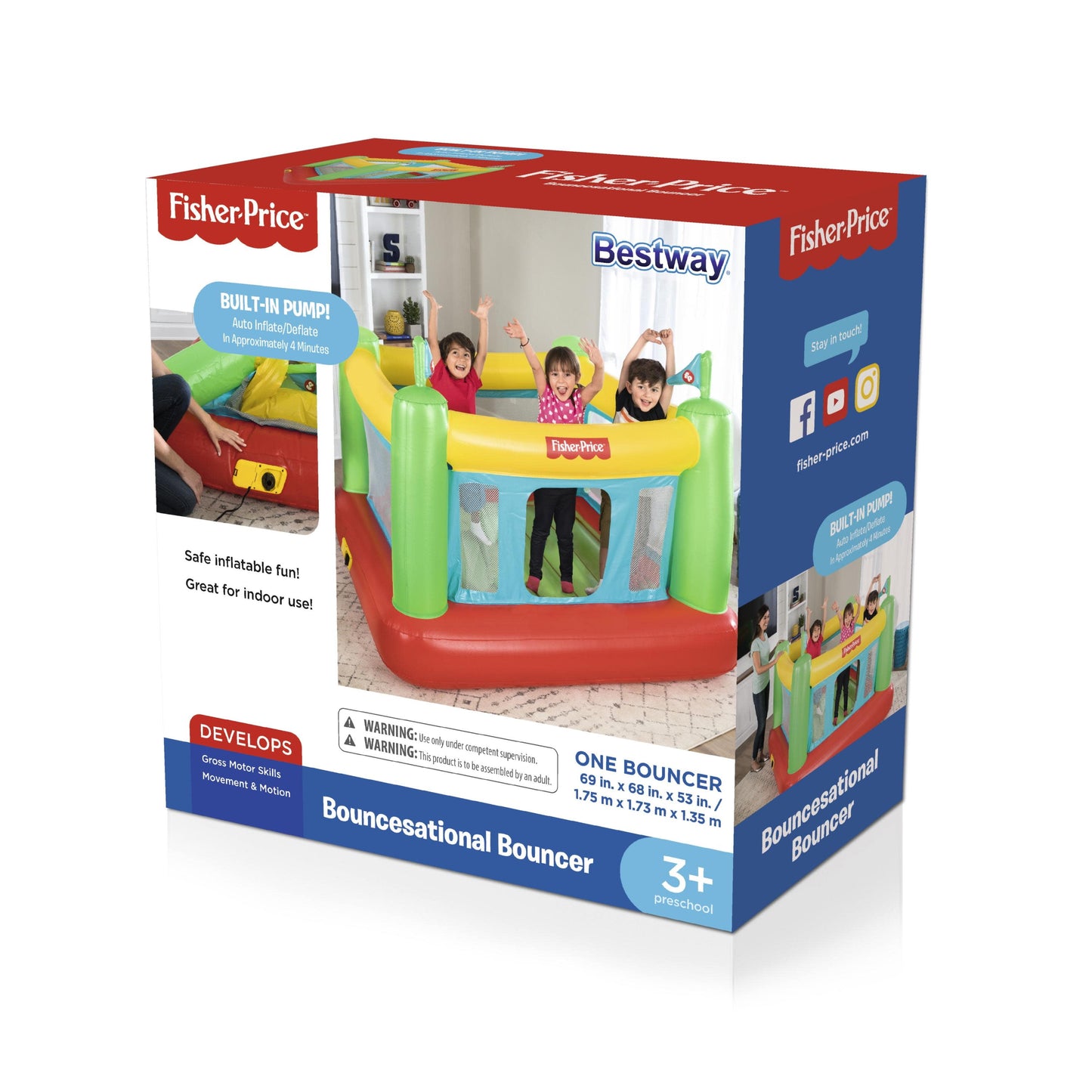 Fisher-Price Indoor Bouncer with Built-in Pump Multicolor
