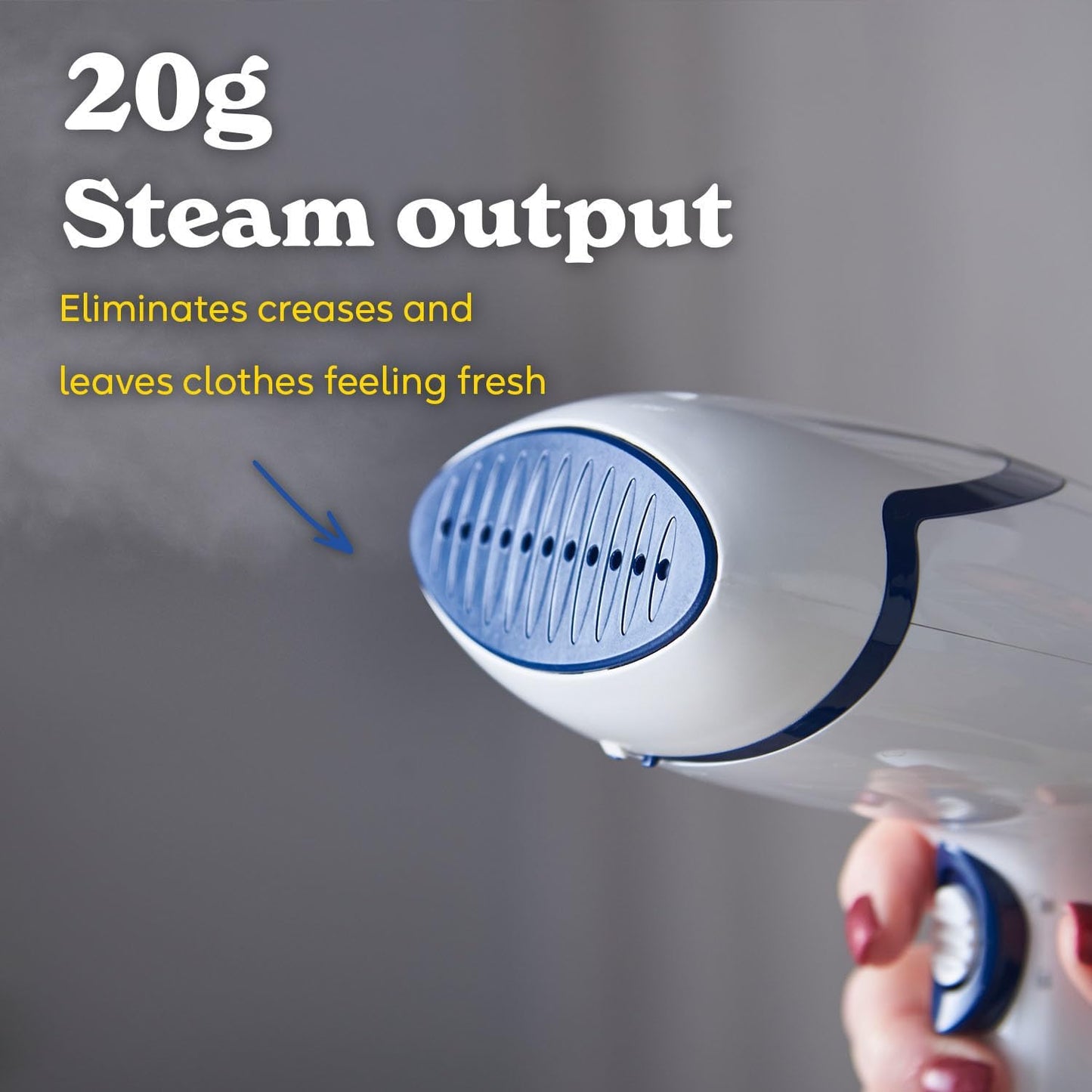 Handheld Clothes Steamer 1600W 200ml 45-Second Heat-Up 10-Minute Steam Time 20g Output Compact for Home & Travel 25591 White