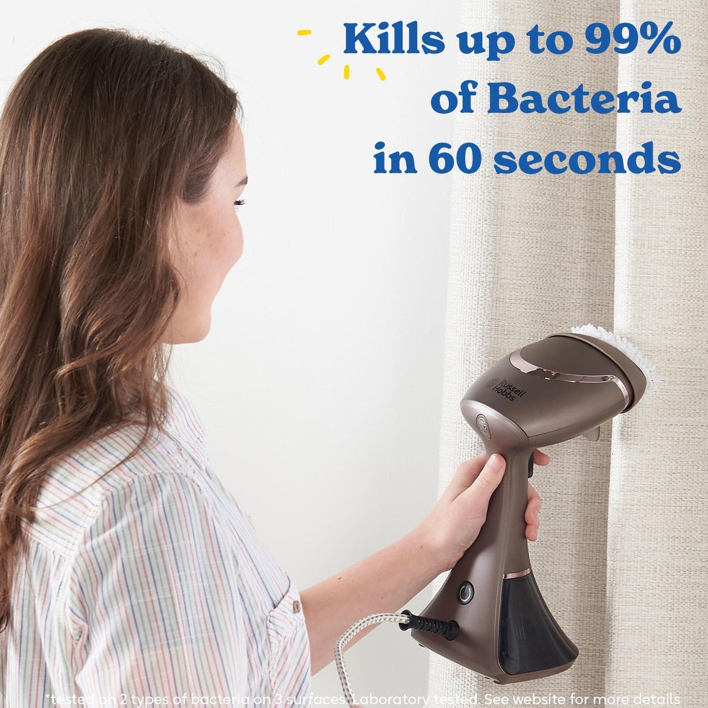 Handheld Clothes Steamer 1800W Ceramic Heated Pressing Plate 32g/min Steam 200ml Tank 6-Minute Runtime 2.9 lb Bronze
