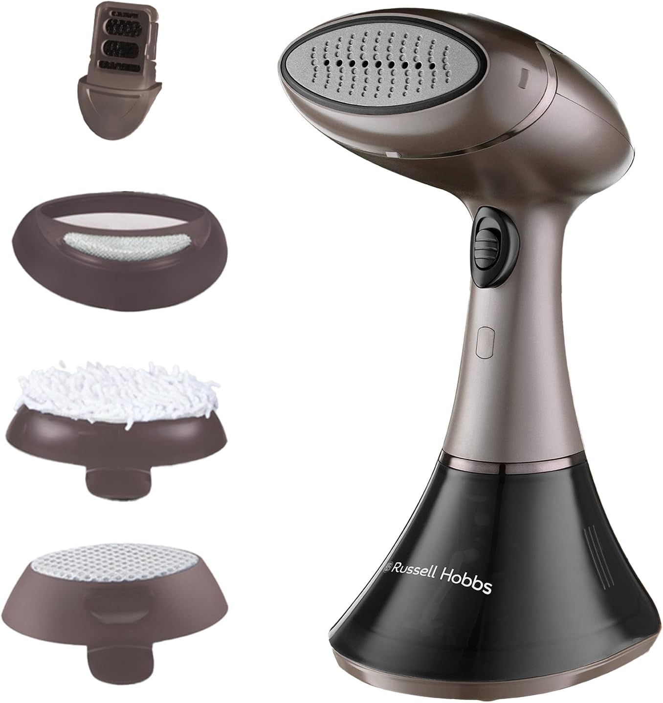 Handheld Clothes Steamer 1800W Ceramic Heated Pressing Plate 32g/min Steam 200ml Tank 6-Minute Runtime 2.9 lb Bronze
