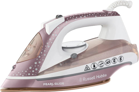 Pearl Glide Steam Iron Pearl Infused Ceramic Soleplate 315ml Water Tank 150g Steam Shot 40g Continuous Steam Anti-Drip Anti-Calc 6.6 ft Cord 2600W 23972