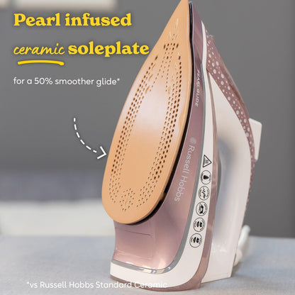Pearl Glide Steam Iron Pearl Infused Ceramic Soleplate 315ml Water Tank 150g Steam Shot 40g Continuous Steam Anti-Drip Anti-Calc 6.6 ft Cord 2600W 23972