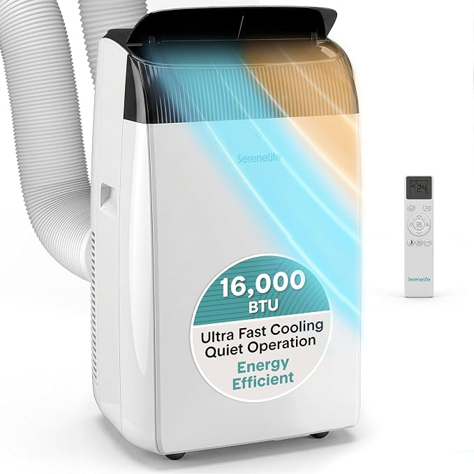 Portable Air Conditioner 16000 BTU 3-in-1 Cooling Fan Dehumidifier Smart Turbo Mode Window Kit 46.9 lb Grey
