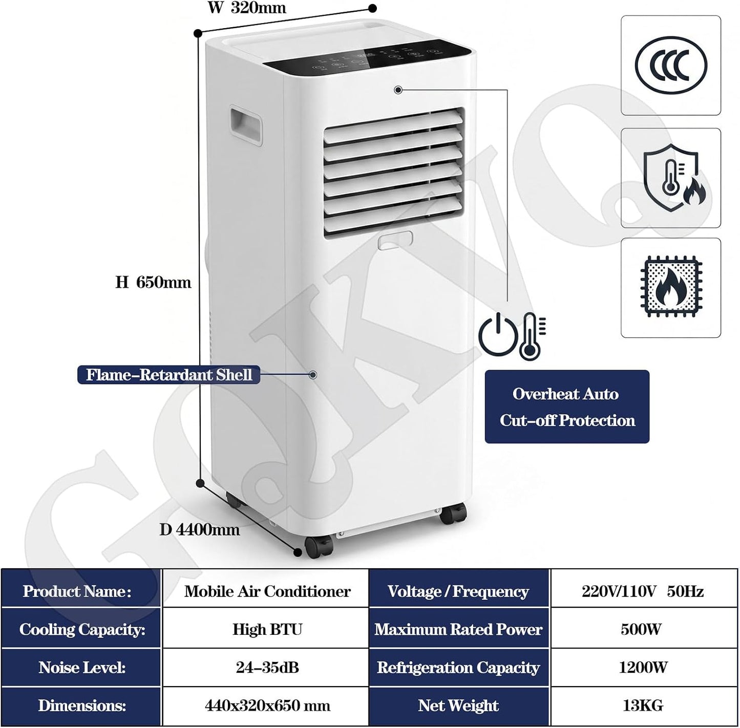 Portable Air Conditioner 7000 BTU Floor Standing AC Unit Cools Up to 240 Sq Ft Dehumidifier 28.7 lb Multicolor