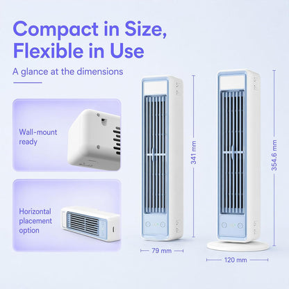 Portable Bladeless Air Cooler Fan 35CM 5 Speeds Quiet Remote Control White