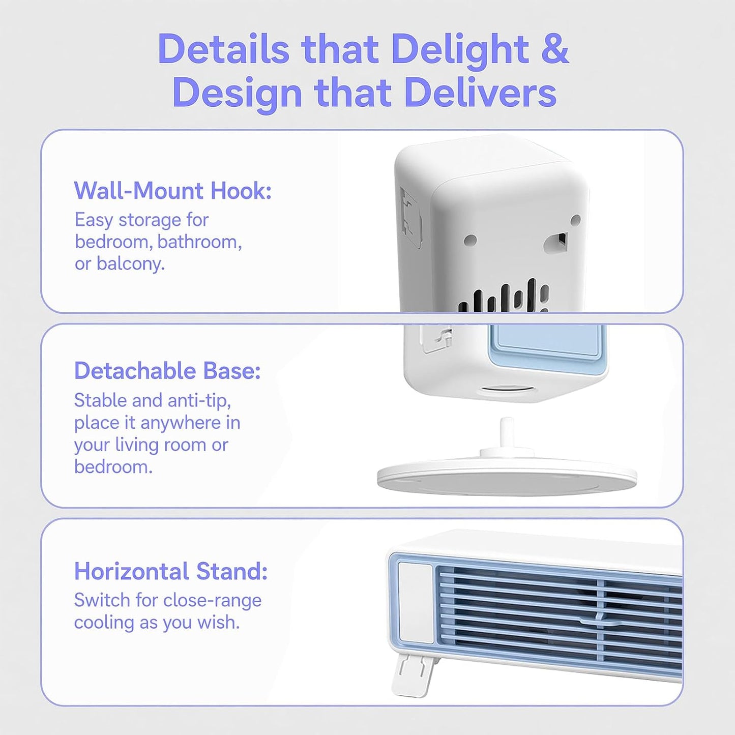 Portable Bladeless Air Cooler Fan 35CM 5 Speeds Quiet Remote Control White