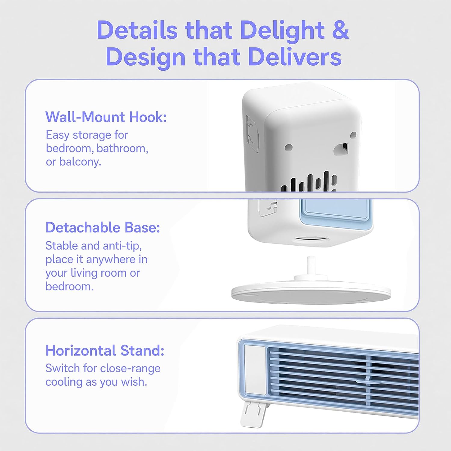 Portable Bladeless Air Cooler Fan 35CM 5 Speeds Quiet Remote Control White