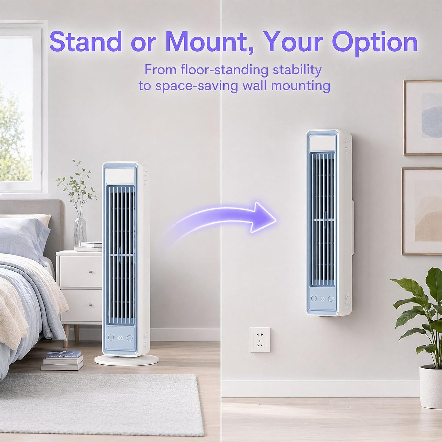 Portable Bladeless Air Cooler Fan 35CM 5 Speeds Quiet Remote Control White