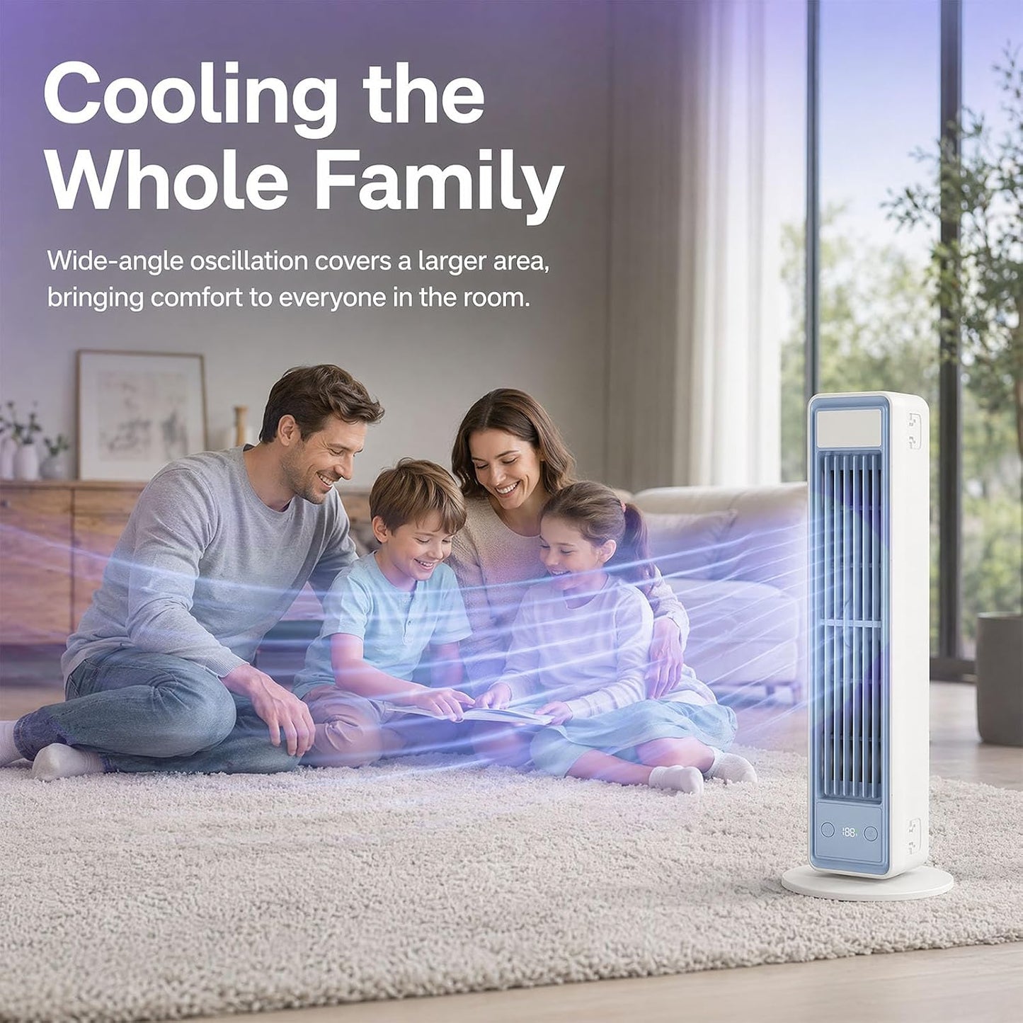 Portable Bladeless Air Cooler Fan 35CM 5 Speeds Quiet Remote Control White