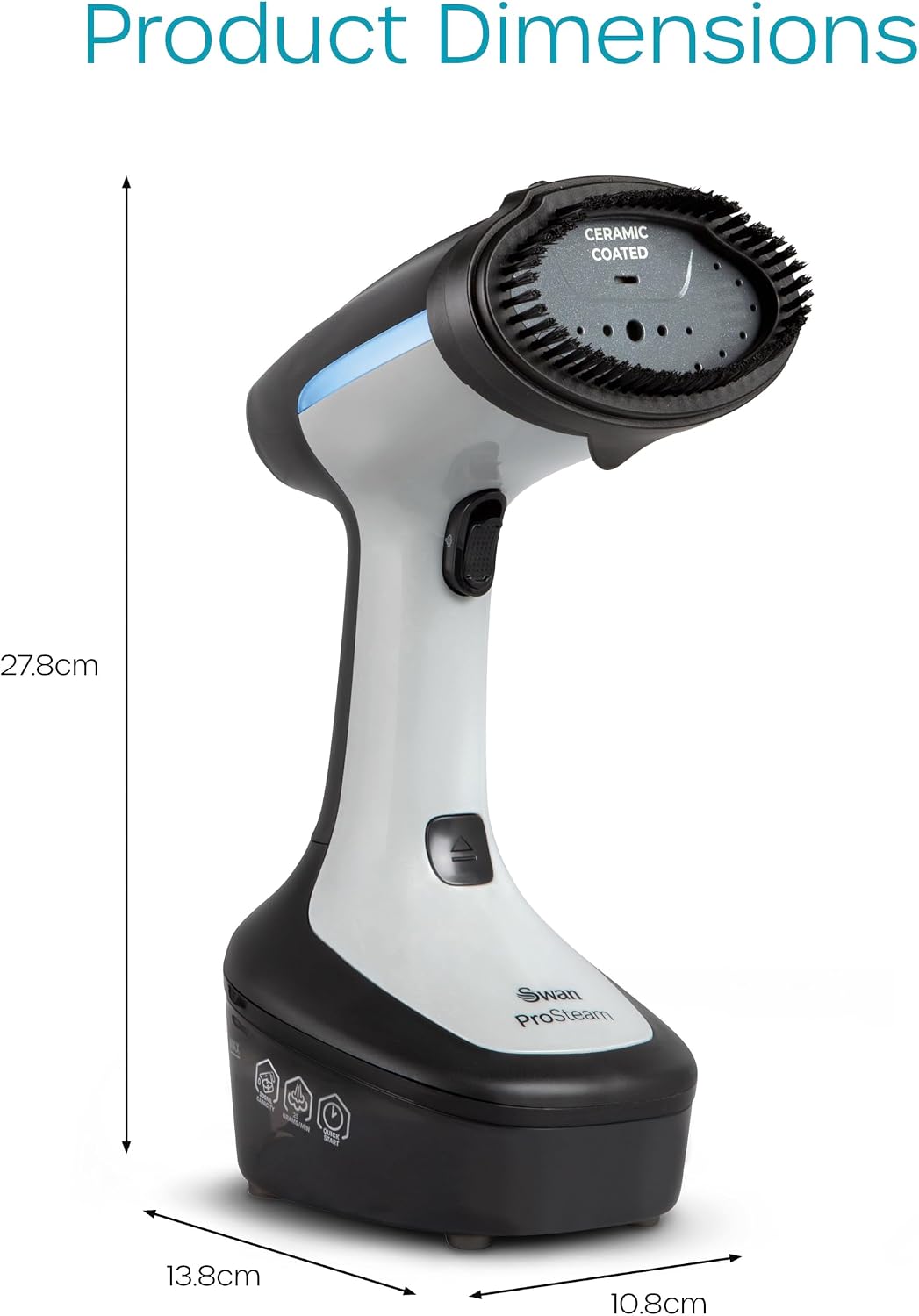 Portable Garment Steamer Lightweight Jet Steam Ceramic Coated Panel 1500W 300ml Tank 25 g Steam Rate 2.4 lb