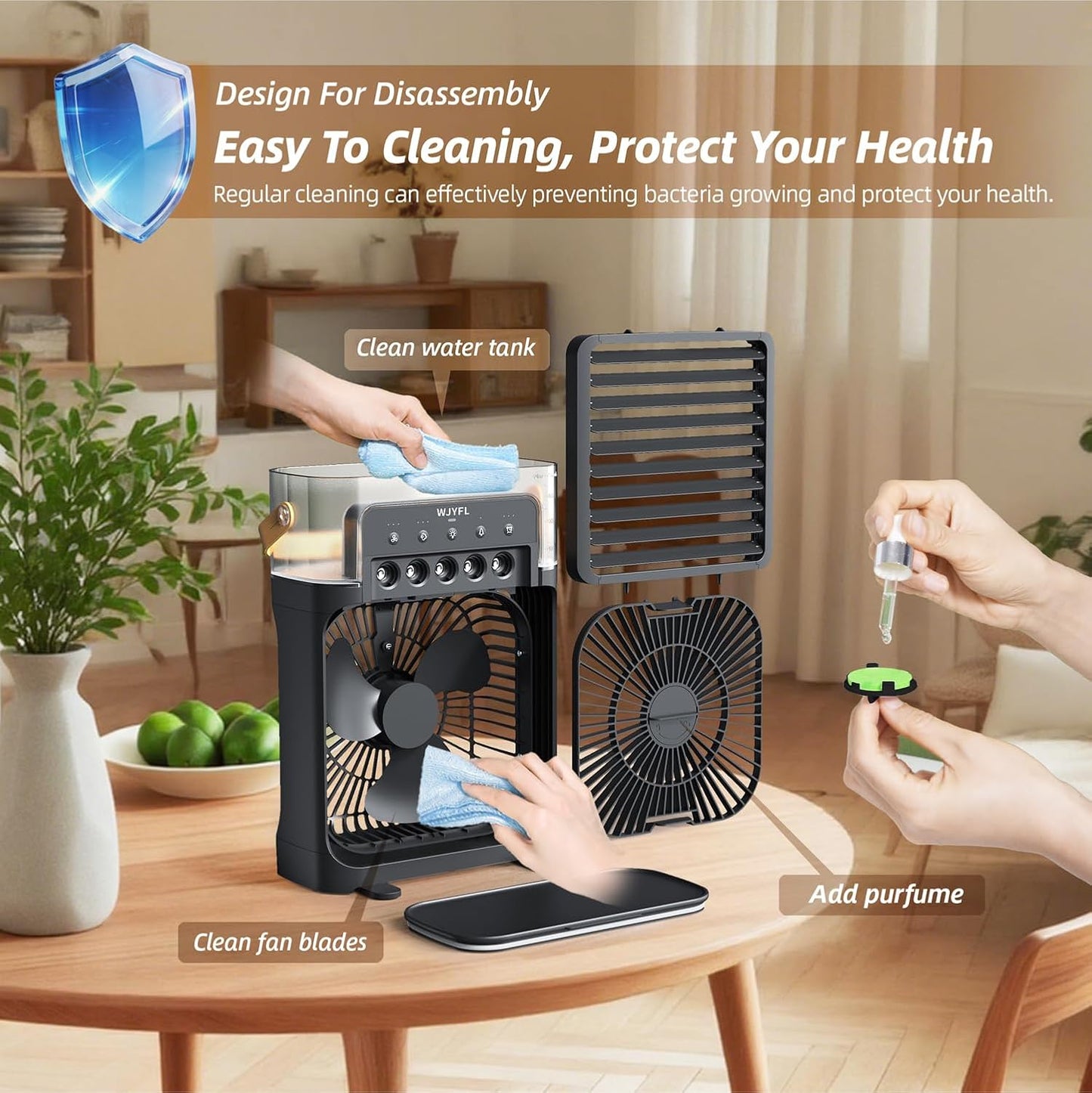 Portable Personal Air Cooler 700ml USB-Powered Mist Fan with Remote 3 Speeds 3 Mist Modes 7-Color Light 1-3H Timer 1.6 lb