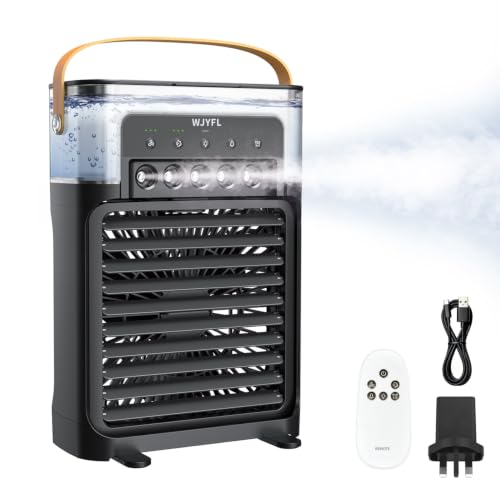 Portable Personal Air Cooler 700ml USB-Powered Mist Fan with Remote 3 Speeds 3 Mist Modes 7-Color Light 1-3H Timer 1.6 lb