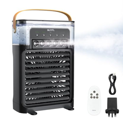 Portable Personal Air Cooler 700ml USB-Powered Mist Fan with Remote 3 Speeds 3 Mist Modes 7-Color Light 1-3H Timer 1.6 lb