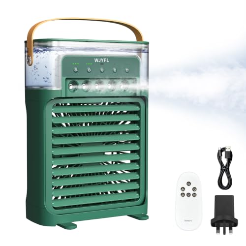 Portable Personal Air Cooler 700ml USB-Powered Mist Fan with Remote 3 Speeds 3 Mist Modes 7-Color Light 1-3H Timer 1.6 lb