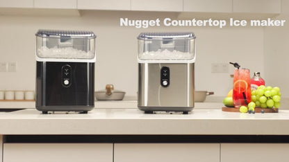 Silonn Nugget Ice Maker Countertop Chewable Pellet Ice Machine Self-Cleaning 36 lbs/Day Portable Black