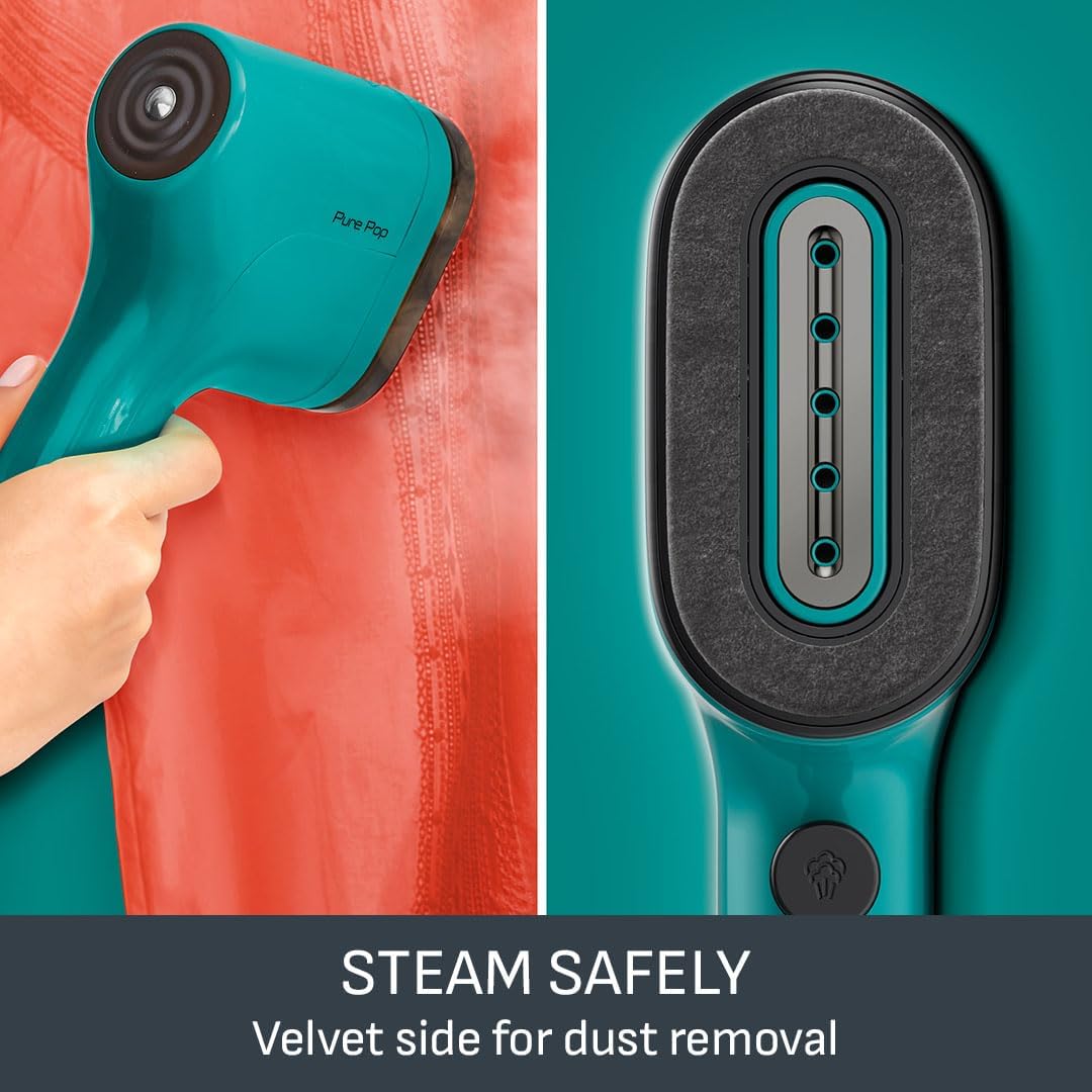 Pure Pop Slim Handheld Clothes Steamer 20 g/min 15-Second Heat-Up 70 ml Detachable Tank Travel-Ready Green