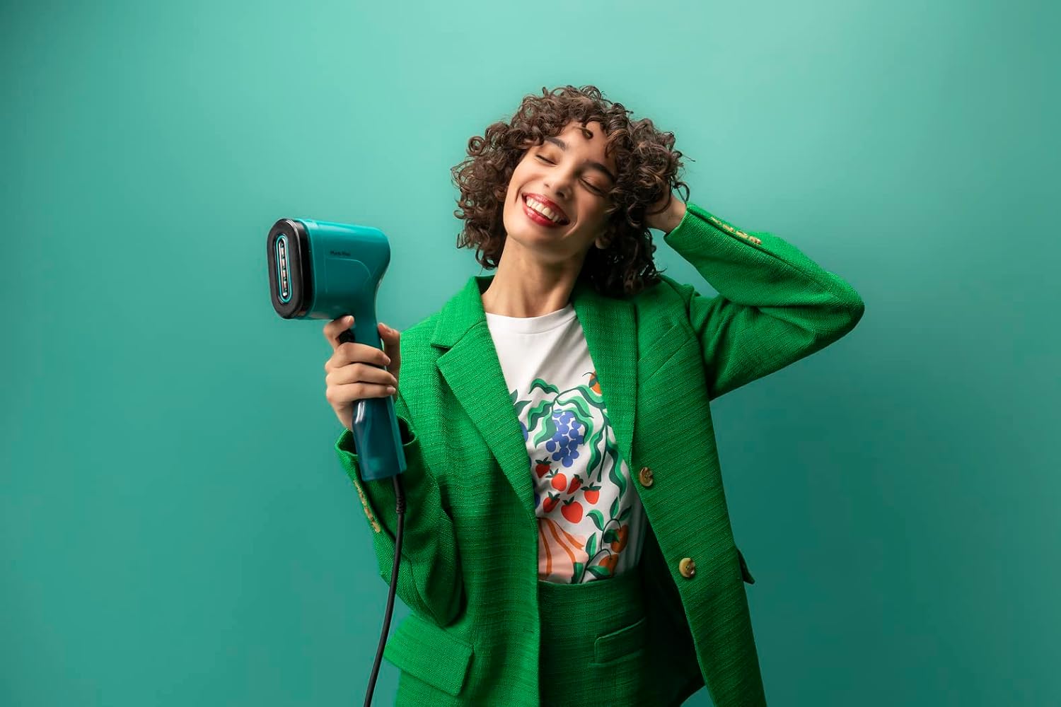 Pure Pop Slim Handheld Clothes Steamer 20 g/min 15-Second Heat-Up 70 ml Detachable Tank Travel-Ready Green