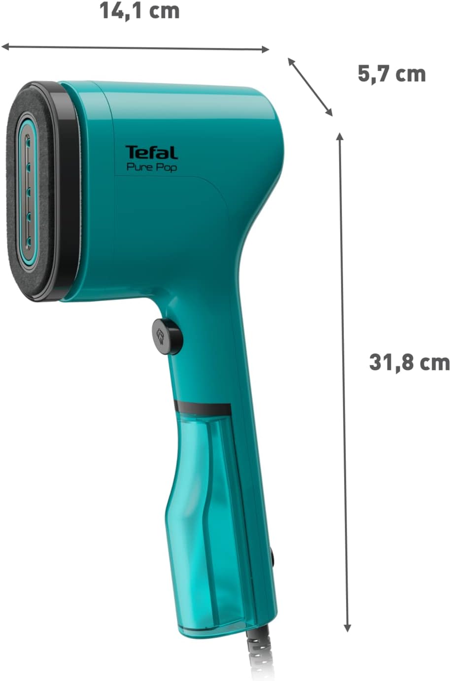 Pure Pop Slim Handheld Clothes Steamer 20 g/min 15-Second Heat-Up 70 ml Detachable Tank Travel-Ready Green