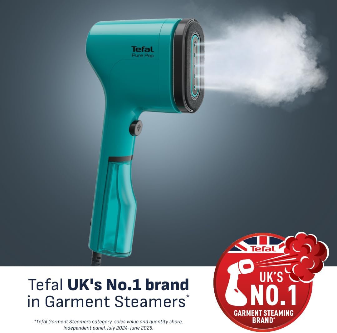 Pure Pop Slim Handheld Clothes Steamer 20 g/min 15-Second Heat-Up 70 ml Detachable Tank Travel-Ready Green