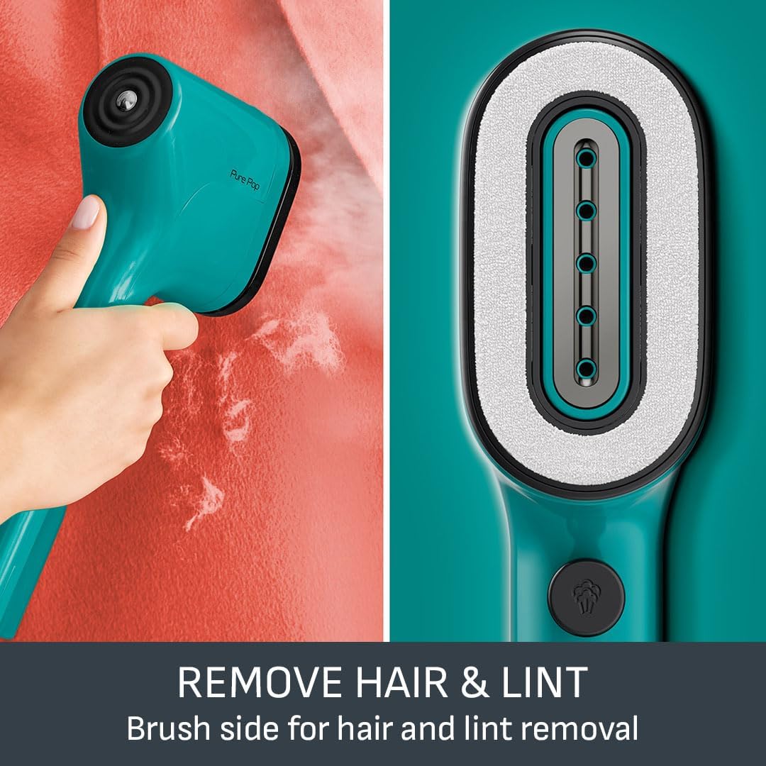 Pure Pop Slim Handheld Clothes Steamer 20 g/min 15-Second Heat-Up 70 ml Detachable Tank Travel-Ready Green