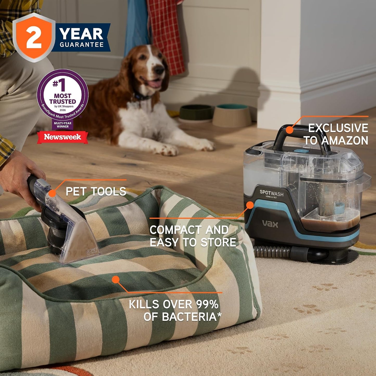 SpotWash Home & Pet Compact Carpet Spot Cleaner CDSW-MPDP SpinScrub Hand Tool 1.1 L 9.9 lb Grey/Cyan