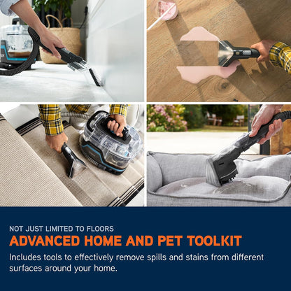 SpotWash Home & Pet Compact Carpet Spot Cleaner CDSW-MPDP SpinScrub Hand Tool 1.1 L 9.9 lb Grey/Cyan