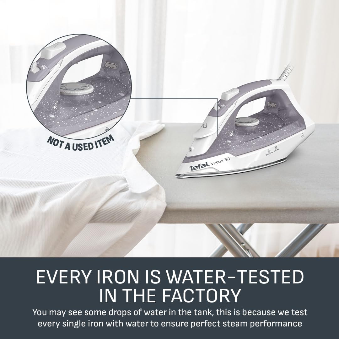 Virtuo 30 2000W Steam Iron Ceramic Soleplate Anti-Drip 130 g/min Steam Boost 27 g/min Continuous 8.1 fl oz Tank Vertical Steam 30-Second Heat-Up FV2C47G0