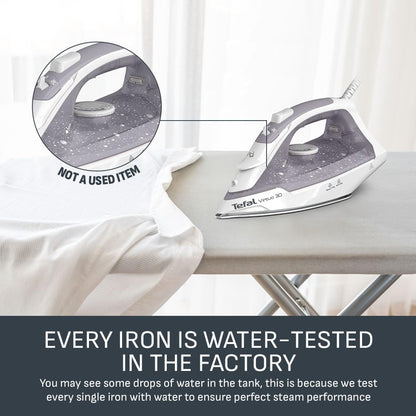 Virtuo 30 2000W Steam Iron Ceramic Soleplate Anti-Drip 130 g/min Steam Boost 27 g/min Continuous 8.1 fl oz Tank Vertical Steam 30-Second Heat-Up FV2C47G0