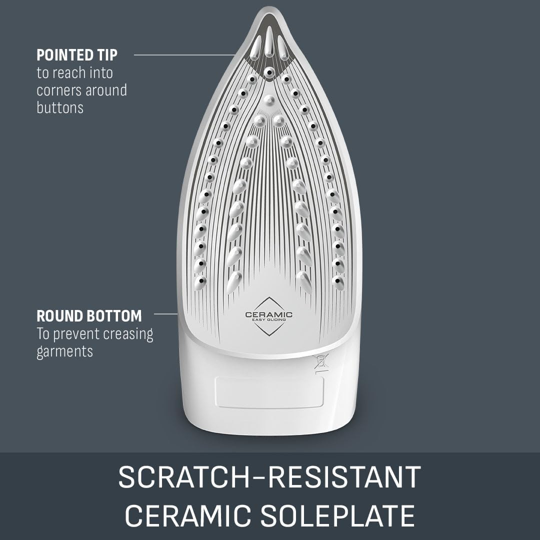Virtuo 30 2000W Steam Iron Ceramic Soleplate Anti-Drip 130 g/min Steam Boost 27 g/min Continuous 8.1 fl oz Tank Vertical Steam 30-Second Heat-Up FV2C47G0
