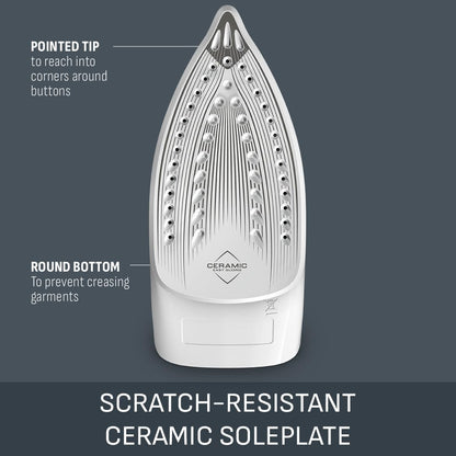 Virtuo 30 2000W Steam Iron Ceramic Soleplate Anti-Drip 130 g/min Steam Boost 27 g/min Continuous 8.1 fl oz Tank Vertical Steam 30-Second Heat-Up FV2C47G0