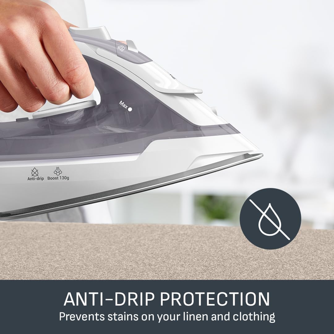 Virtuo 30 2000W Steam Iron Ceramic Soleplate Anti-Drip 130 g/min Steam Boost 27 g/min Continuous 8.1 fl oz Tank Vertical Steam 30-Second Heat-Up FV2C47G0