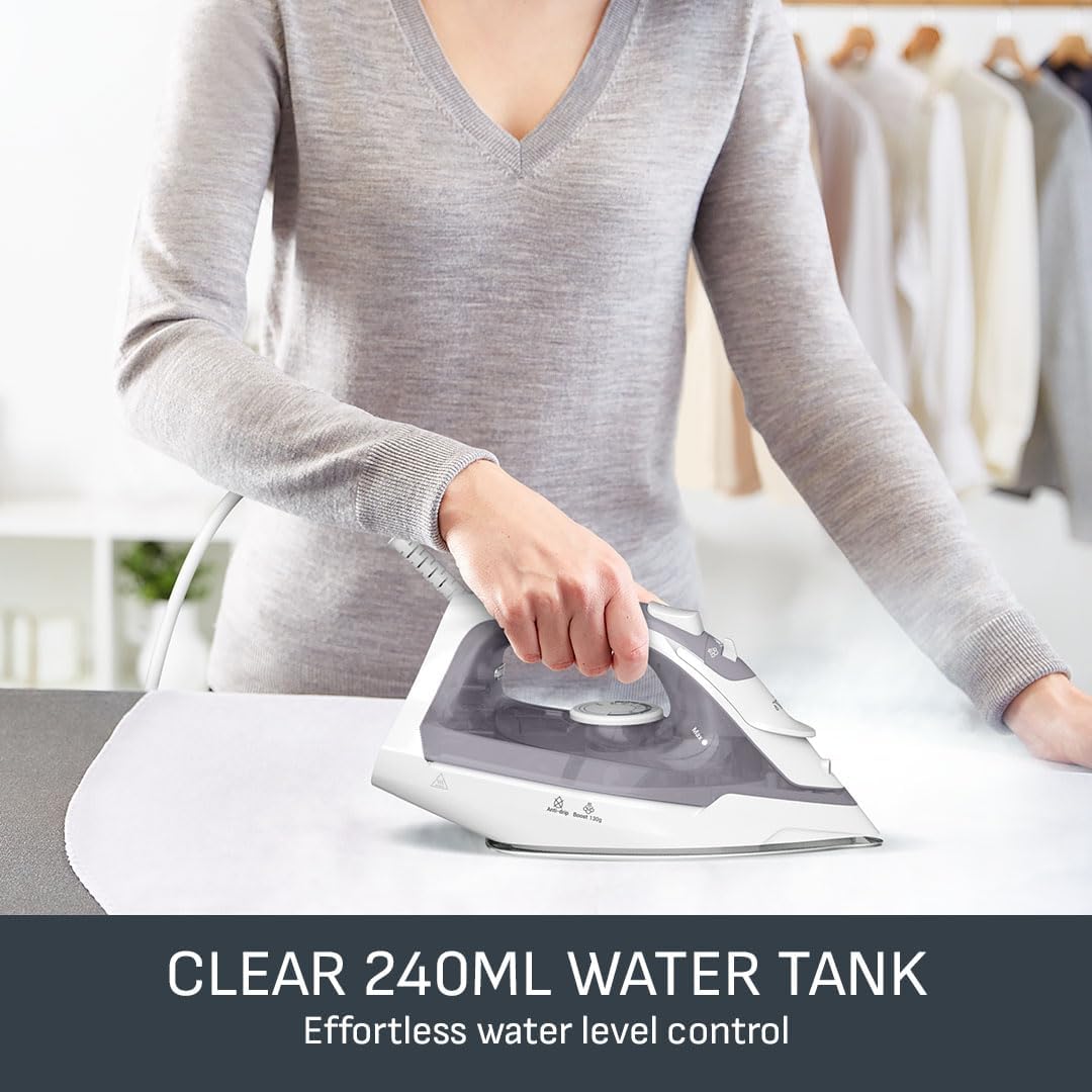Virtuo 30 2000W Steam Iron Ceramic Soleplate Anti-Drip 130 g/min Steam Boost 27 g/min Continuous 8.1 fl oz Tank Vertical Steam 30-Second Heat-Up FV2C47G0