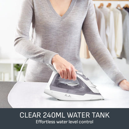 Virtuo 30 2000W Steam Iron Ceramic Soleplate Anti-Drip 130 g/min Steam Boost 27 g/min Continuous 8.1 fl oz Tank Vertical Steam 30-Second Heat-Up FV2C47G0